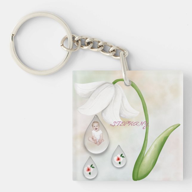 Tröpfchen mit weißer Mauer Schlüsselanhänger (Vorderseite)