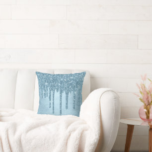 Tropfeis-Glitzer   Blaue Imitate Sparkle Metallic Kissen