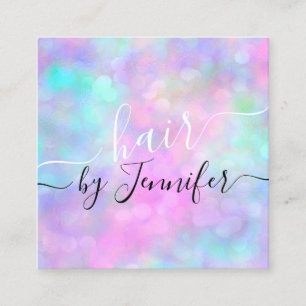 Tropfen 6 Punches Friseur Makeup Holographie Quadratische Visitenkarte