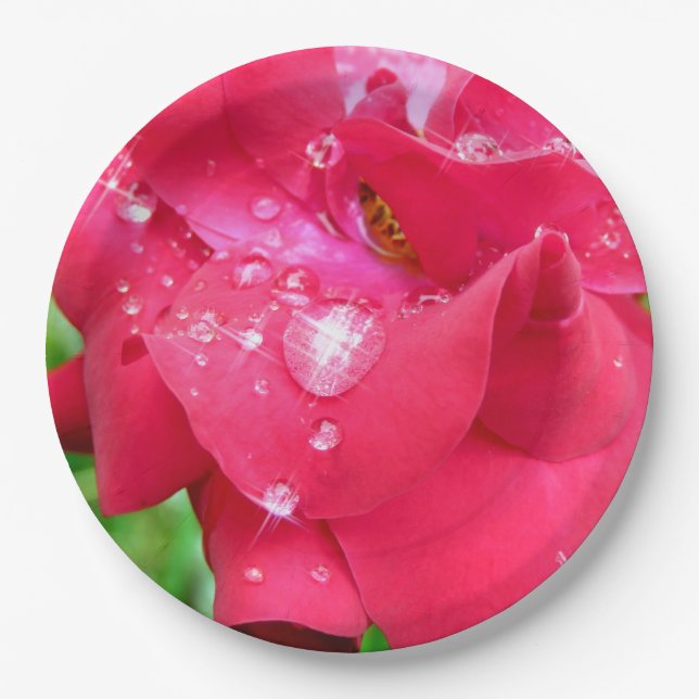 Tropfen auf Petals Paper Teller (Vorderseite)