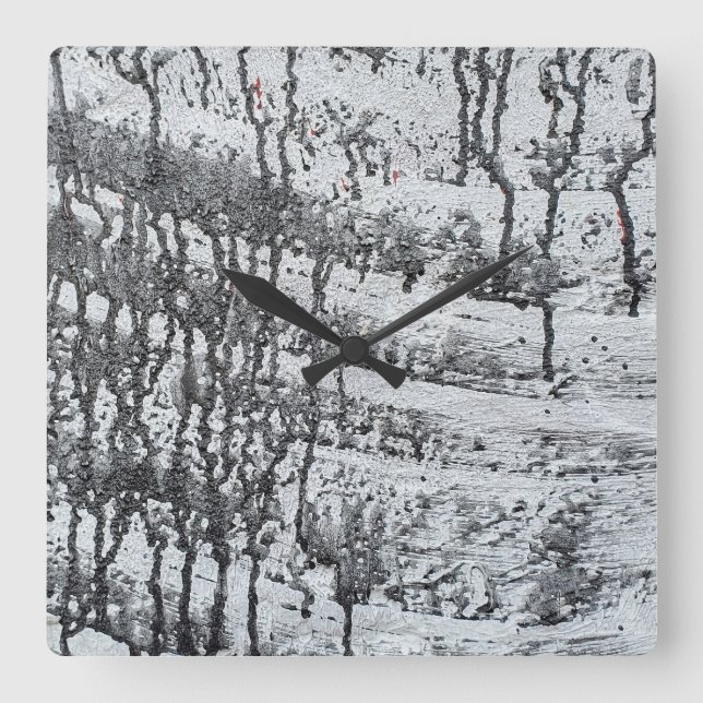 Tropfen aus Beton Quadratische Wanduhr (Vorderseite)