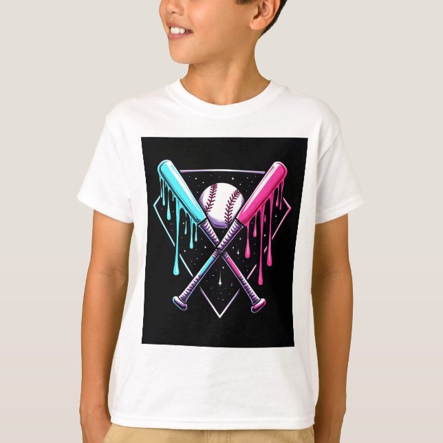 Tropfen Baseball Bat Magic - Neon Splash Zuhause P T-Shirt (Vorderseite)