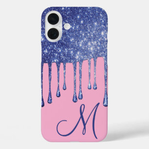 Tropfen Blue Glitzer Monogram Phone Case
