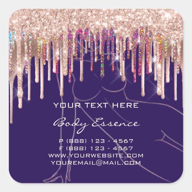 Tropfen Body Shaping Soap Balm Cosmetic Blue Navy Quadratischer Aufkleber (Vorderseite)