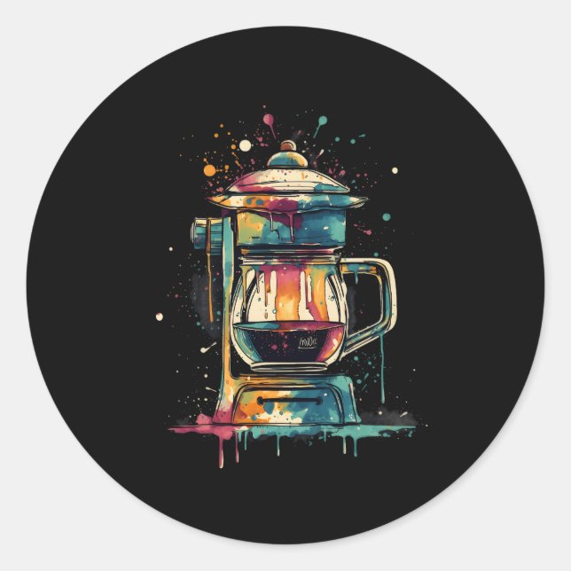 Tropfen Coffee Maker Barista Kaffee Brechen Koffei Runder Aufkleber (Vorderseite)