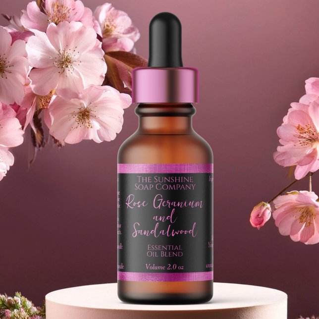 Tropfen-Flaschenetikett für schwarz und Hot-Pink-K Adressaufkleber (Von Creator hochgeladen)