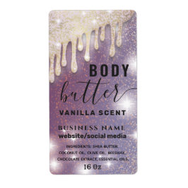 Tropfen funkeln glitzerndes Skript-Butterlabel