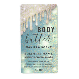 Tropfen funkeln glitzerndes Skript-Butterlabel