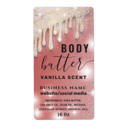 Tropfen funkeln glitzerndes Skript-Butterlabel