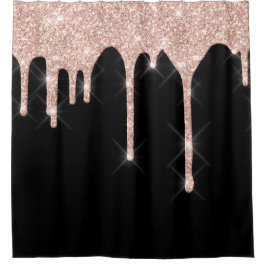 Tropfen funkelnd Glitzer Rosa Rose Schwarz Duschvorhang