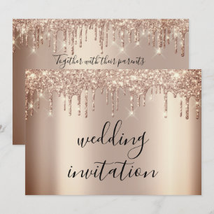 Tropfen Funkelnd Hochzeiten Rose Gold Glitzer Effe Einladung