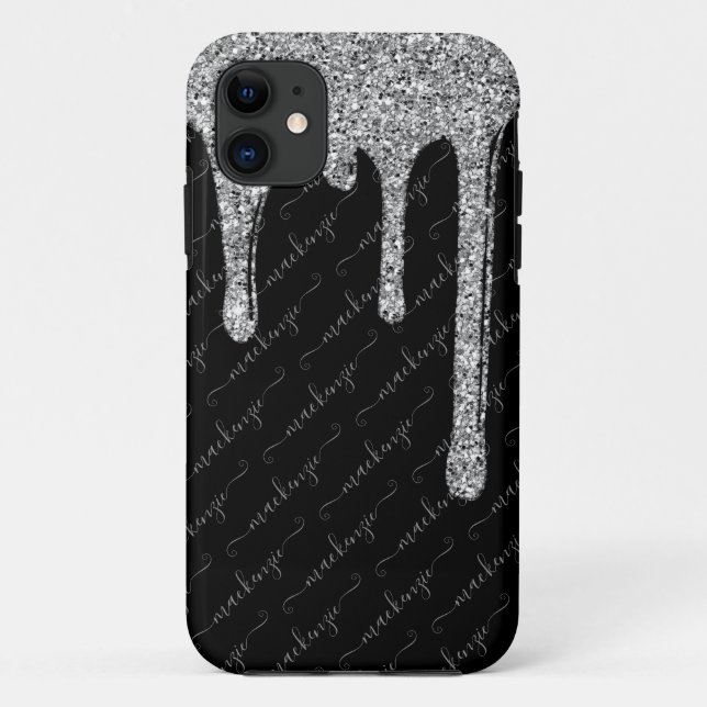 Tropfen für den Black Silver Glitzer Handgeschrieb Case-Mate iPhone Hülle (Rückseite)