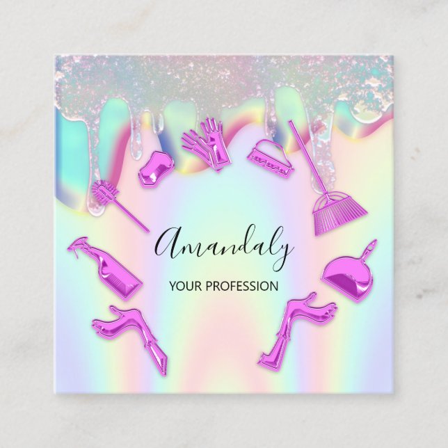 Tropfen für die Logoauswahl im Reinigungsbüro Quadratische Visitenkarte (Vorderseite)