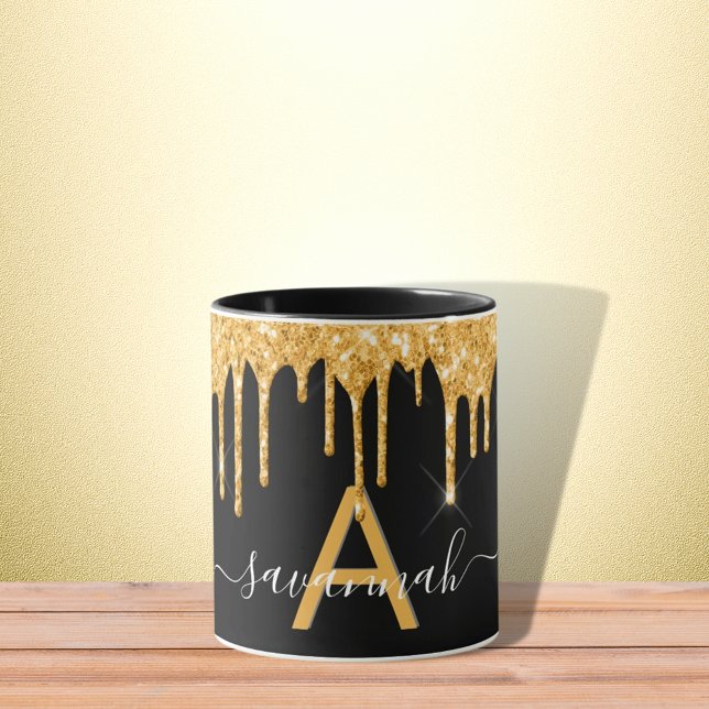 Tropfen für Glitzer mit Monogramm-Namen Tasse (Von Creator hochgeladen)