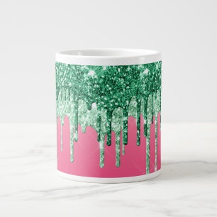 Tropfen für grünen Glitzer Pink Glam Trendy Jumbo Jumbo-Tasse