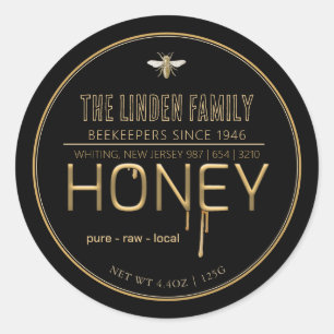 Tropfen für Honig auf dem Bauernmarkt mit Bienen Runder Aufkleber