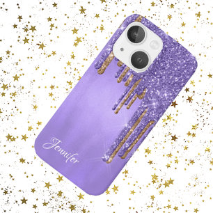 Tropfen für lila und Gold-Glitzer Case-Mate iPhone Hülle