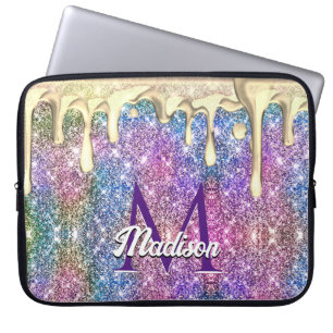 Tropfen für niedliche lila Glitzer- Laptopschutzhülle