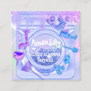 Tropfen für Reinigungs-Service-Logo QRCode-Wäsch Quadratische Visitenkarte