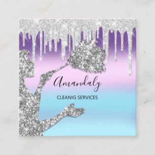 Tropfen für Reinigungsdienste im Haushaltshaus Sil Quadratische Visitenkarte