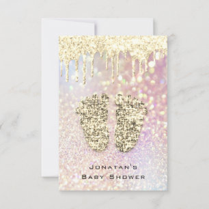 Tropfen Glitzer Baby Dusche Feet Gold Blush Girl B Einladung