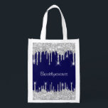 Tropfen Glitzer Effekt Blue Navy Course Name Silve Wiederverwendbare Einkaufstasche<br><div class="desc">florenceK Glasdesign Minimale Glasfenster Innendekoration.</div>