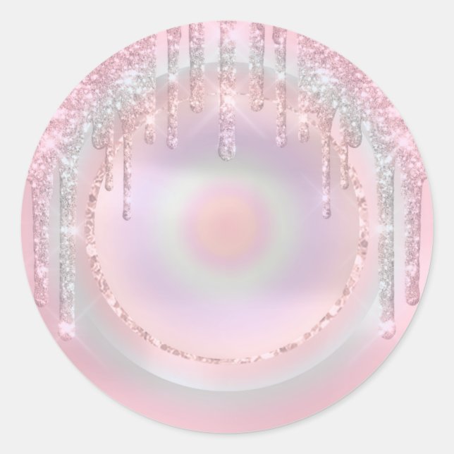 Tropfen Glitzer Sweet 16. Einhorn Holograph Pastel Runder Aufkleber (Vorderseite)