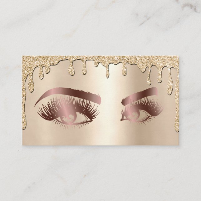 Tropfen Gold Makeup Artist Auge Beauty Salon Lash Visitenkarte (Vorderseite)