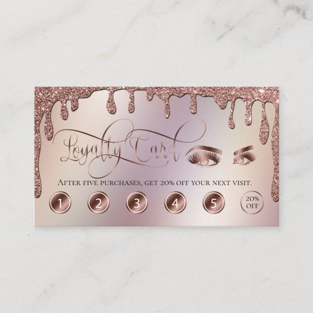 Tropfen Gold Makeup Loyalität Karte schöne Lashes (Vorderseite)