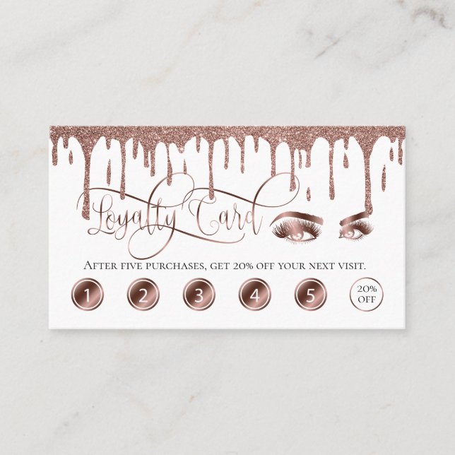 Tropfen Gold Makeup Loyalität Karte schöne Lashes (Vorderseite)
