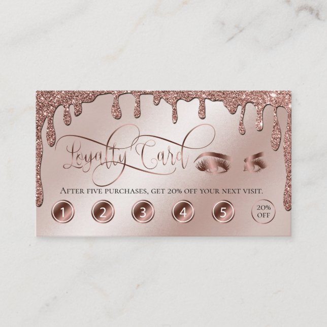 Tropfen Gold Makeup Loyalität Karte schöne Lashes (Vorderseite)