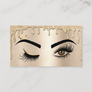 Tropfen Gold Makeup Wink Augen Beauty Salon Lash Visitenkarte