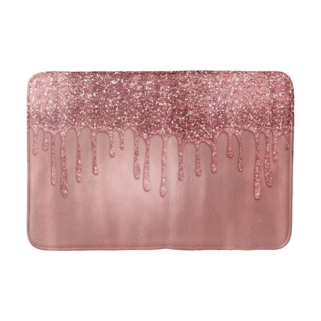 Tropfen in Rose Gold Glitzer Hübsch Rosa Tropfen Badematte (Vorderseite)