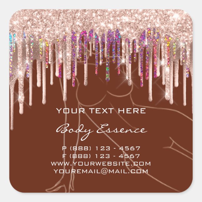 Tropfen Körperformseife Balsam Kosmetische Burgund Quadratischer Aufkleber (Vorderseite)