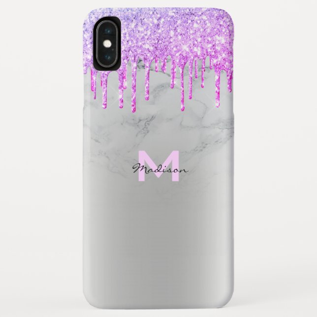 Tropfen lila Glitzer Glitzern Marmorname Case-Mate iPhone Hülle (Rückseite)