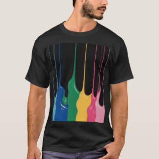 Tropfen mit rosa, gelben, grünen und blauen Tropfe T-Shirt