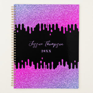 Tropfen mit rosa und Lila Glitzer Unterschrift Planer
