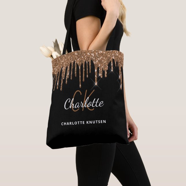 Tropfen-Monogramm-Initialen für Schwarzes Gold-Gli (Von Nahem)