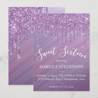 Tropfen Ombre Sweet 16 | Lila Gradient Slide Einladung