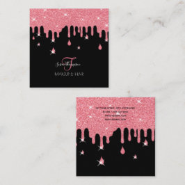 Tropfen Rosa Glitzer Sparkle Makeup Artist Salon Quadratische Visitenkarte