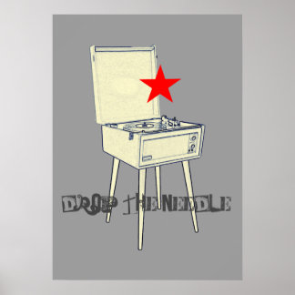Tropfen Sie die Nadel Retro Graues Poster. Poster