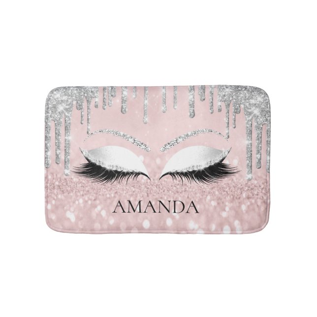 Tropfen Silver Glam Name Eyes Lashes Glitzer Blush Badematte (Vorderseite)