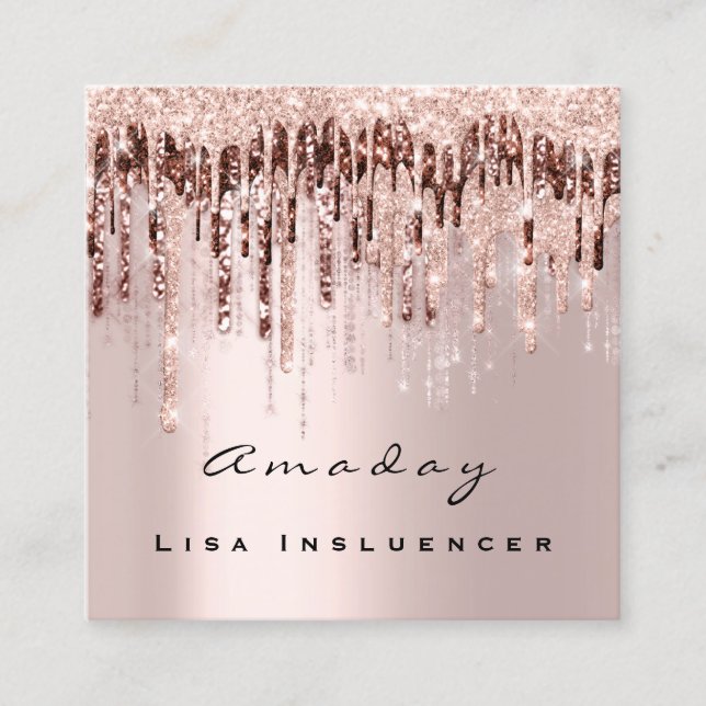 Tropfen Social Media Rose Makeup Quadratische Visitenkarte (Vorderseite)
