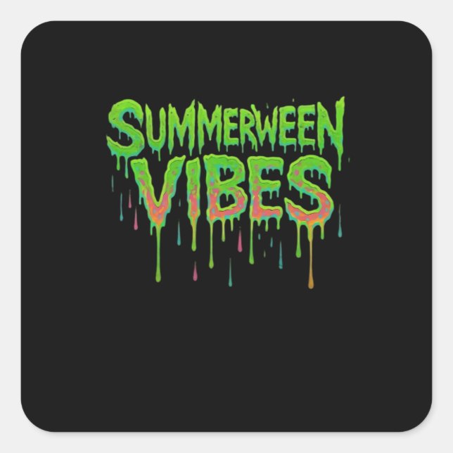 Tropfen Summerween Vibes Spooky Fun Classic Quadratischer Aufkleber (Vorderseite)