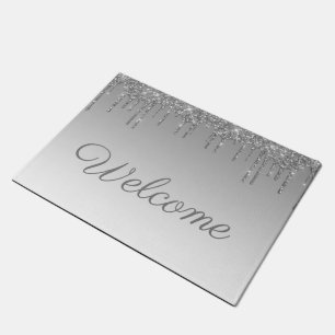 Tropfen-Türmchen aus Silber-Glitzer Fußmatte