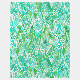 TROPFEN WUNDER Stammes- Beachy Boho Ikat Aquarells Fleecedecke