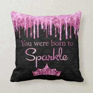 Tropfende Glitzer Pink Black Geboren zu Sparkle Lu Kissen