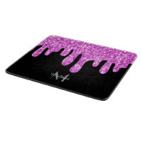 Tropfende Glitzern Glitzer Rosa Schwarze Monogramm