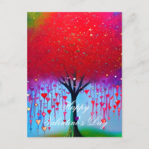 Tropfende Herzen Baum Valentinstag Postkarte