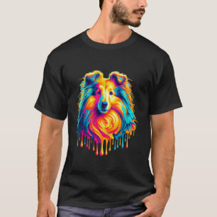 Tropfende Kunst Shetland-Schäferhund Sheltie T-Shirt